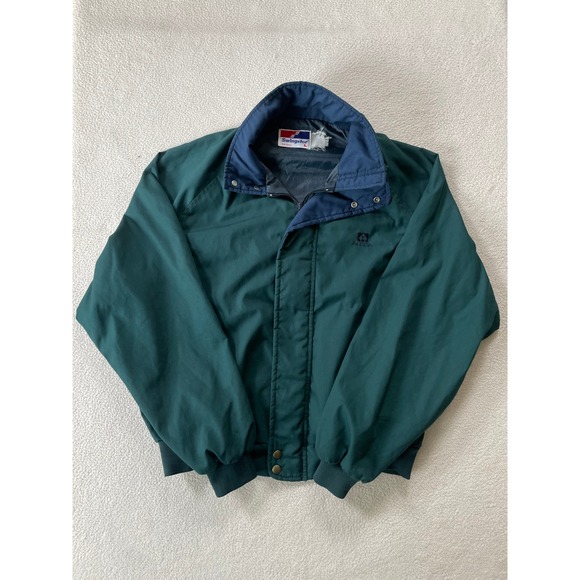 80s Swingster Mens Large Bomber Jacket Green Vintage Alcoa Logo Made in USA